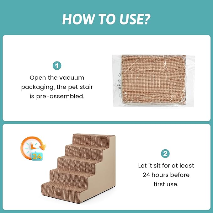 Dog Stairs for Small Dogs, 19.7" Extra Wide Right-Angle Pet Stairs for Couch and Beds, Anti-Slip Dog Steps for Old Cats and Lowrider, 19.7x29.5x23.6 inch, Light Brown