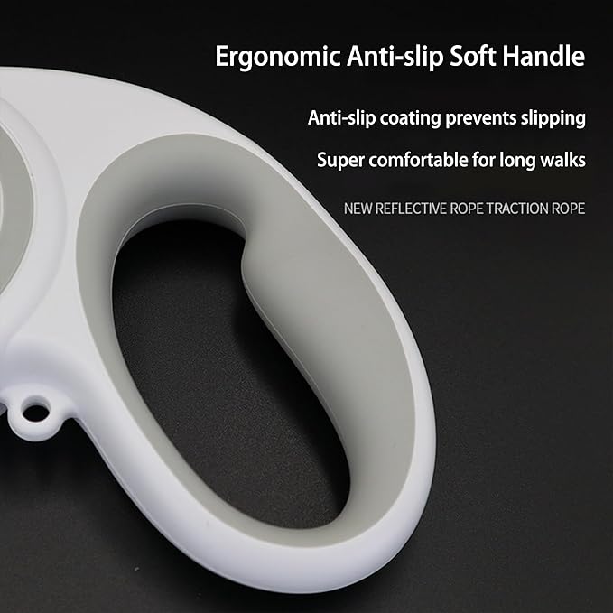 360° Tangle-Free Retractable Dog Leash, Heavy Duty Reflective Nylon Tape Lead 10 ft Long, up to 44lbs, One Touch Quick-Lock Braking System & Anti-Slip Handle (White-Purple, Small)