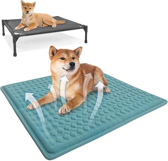 Cat Heating Pad - 18x18 Inch Waterproof Heated Cat Bed with Smart Thermostat Switch and Plush Fabric Cover Blue