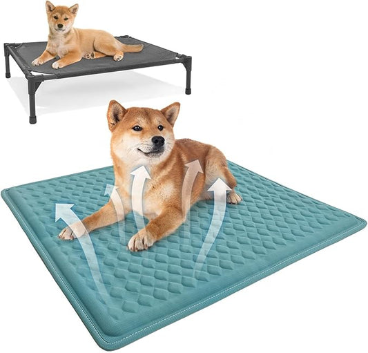 Cat Heating Pad - 18x18 Inch Waterproof Heated Cat Bed with Smart Thermostat Switch and Plush Fabric Cover Blue