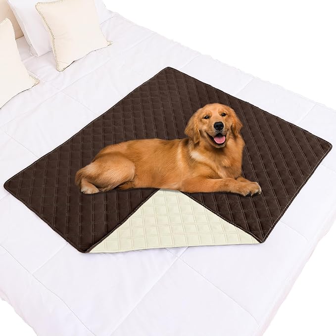Smiry Waterproof Dog Bed Cover Pet Blanket, Soft Washable Dog Blanket for Furniture Bed Couch Sofa Reversible, Checkered (40"x50", Chocolate/Beige)