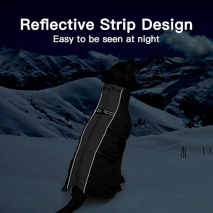 Dog Coat Winter Warm Dog Jackets for Large Dogs Reflective Snowsuit with Harness Fleece Dogs Snow Jacket Waterproof Pet Clothes for Cold Weather