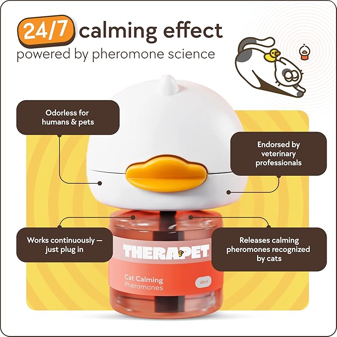 TherapetMD 2-Pack 120-Days Cat Calming Diffuser Kits - Dual-Pheromone Cat Diffusers for Stress, Pee Spraying, Fighting, Excessive Meowing & Scratching – Includes 2 Diffusers + 120-Days Refills