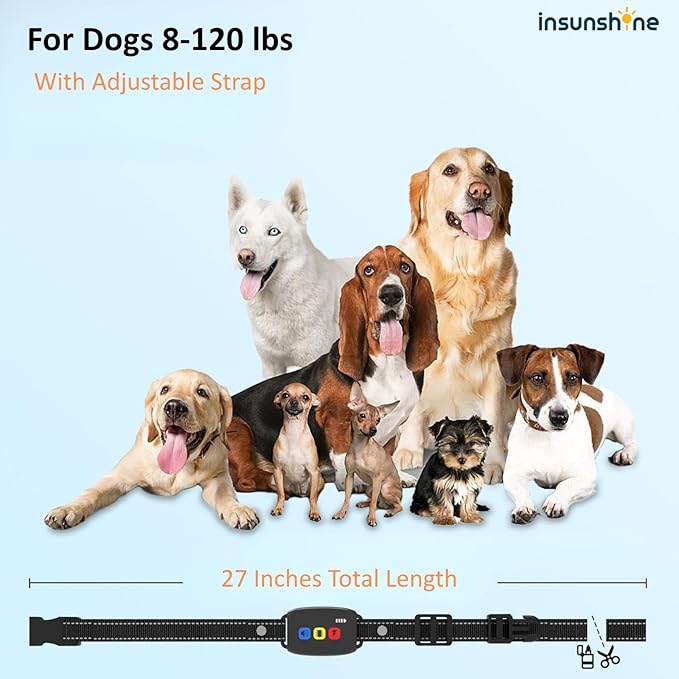 Dog Shock Collar - 3300Ft Dog Training Collar with Remote by IP67 Waterproof for 8-120LBS Small Medium Large Dogs, Rechargeable E-Collar with 3 Modes