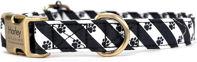 Personalized Dog Collar with Name and Phone Number Engraved,Adjustable Custom Puppy Collar,Organic Cotton Pet Collar for Small Medium Large Boy Girl Dogs