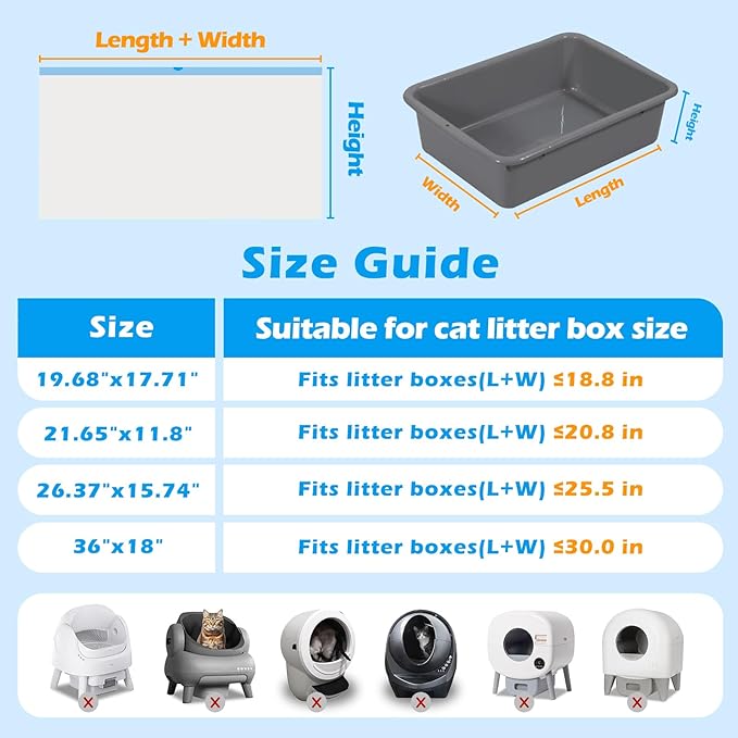 Cat Litter Bags 120 Count, 21.65"x11.8" Drawstring Close Litter Box Liners for Automatic Litter Box,Thick Cat Poop Bags,Easy to Clean,Heavy Duty Robot Bag for Self-Cleaning Box