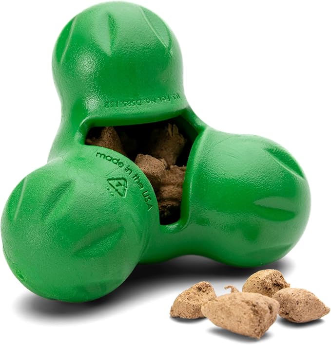 WEST PAW Tux Large Durable Dog Chew Toy and Treat Dispenser for Strong Chewers- Tough Interactive Design for Enrichment Training Play and Long Lasting Fun Made in USA Dishwasher Safe - Clover Green