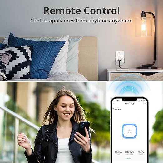 SONOFF S31 WiFi Smart Plug with Energy Monitoring, 15A Smart Outlet Socket ETL Certified, Work with Alexa & Google Home, IFTTT Supporting, 2.4 Ghz WiFi Only (2-Pack)