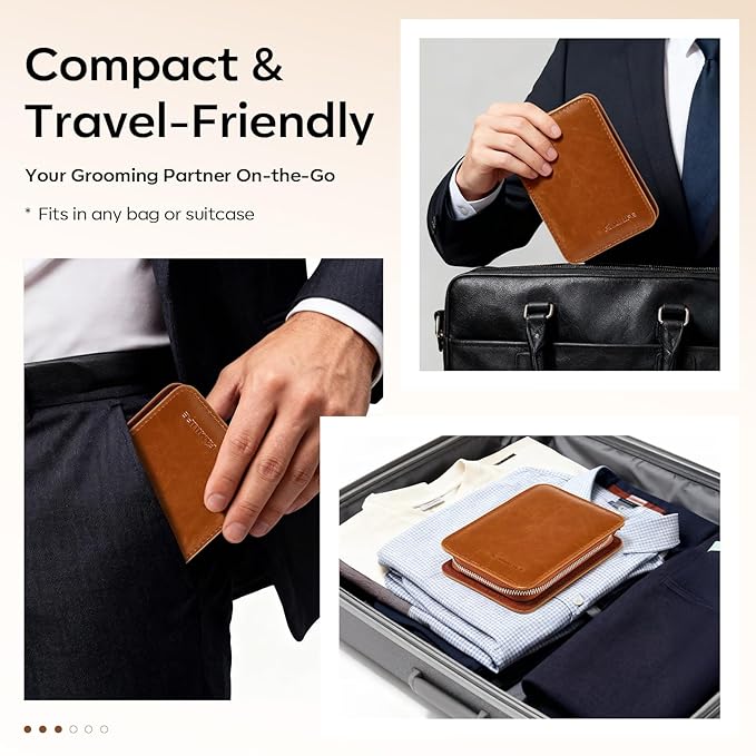 FAMILIFE Manicure Set, Nail Clippers Pedicure Tool, 8 pcs Stainless Steel Manicure Kit Professional Grooming Tool, Nail Kit with Portable Brown Leather Travel Case Luxury Gifts for Men