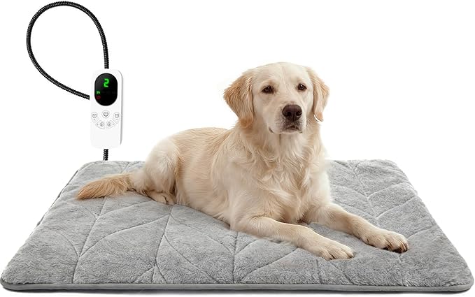 Mora Pets Pet Heating Pad Heated Dog Bed 9 Adjustable Temperature Cat Warming Mat with Timer Auto Power Off Heated Pet Bed 28 Inch for Cats and Dogs Indoor