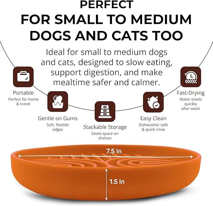 Slow Feeder Dog Bowls, Dishwasher Safe, Non-Slip Base, BPA-Free Slow Eating Dog Bowl (Terra Cotta, 1-Pack)