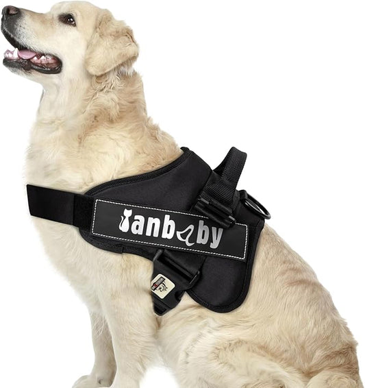 Dog Harness, Dog Harness Medium Sized Dog No Pull with 3 Leash Clips, Easy Control No Throat Reflective Pet Vest Suitable for Training, Traveling and Walking, Black, L