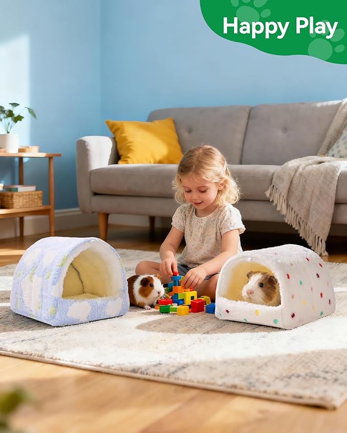 Parrot Winter Nest Guinea Pig Hideout Large Space Plush Pet Nest Hut, Winter Fluffy Warm Cave Bed for Parrot, Hamsters, Guinea Pigs & Small Animals, Machine Washable Cozy