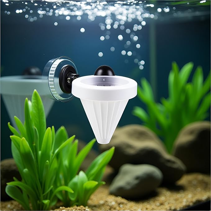 2Pcs White Cone Shape Aquarium Red Worm Fish Feeder with Suction 7cm Height Professional, Automatic Feeders, Fish and Aquatic Pets