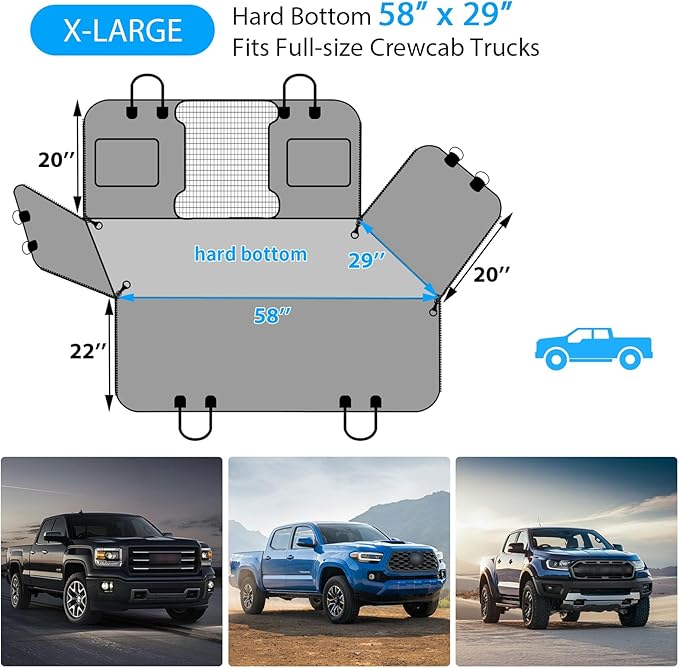 URPOWER PU Leather Back Seat Extender for Dogs – Hard Bottom Dog Car Seat Cover Holds 550 lbs, Anti-Scratch & Waterproof Dog Hammock for Full Size Trucks, Dogs Car Bed Pet Backseat Protector