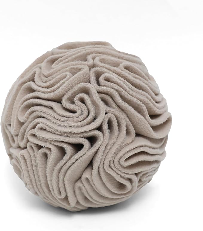 Light Brown Snuffle Ball for Dogs, Slow Feeder Mental Enrichment Toy for Small, Medium Dogs, Discreet Color Interactive Puzzle Game for Anxiety Relief & Indoor Fun, Machine Washable
