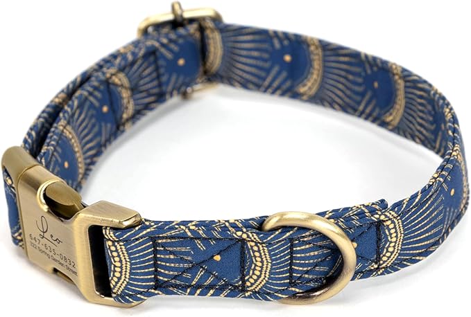 Personalized Dog Collar with Name and Phone Number Engraved,Adjustable Custom Puppy Collar,Organic Cotton Pet Collar for Small Medium Large Boy Girl Dogs