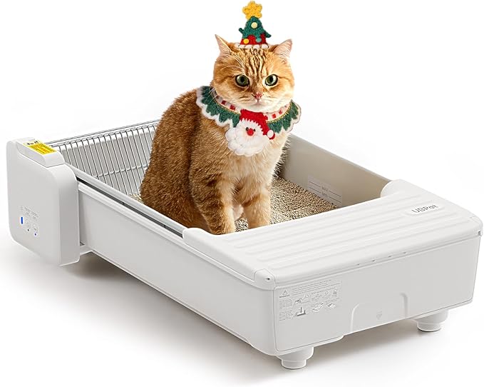 Self Cleaning Cat Litter Box, Open-Top Automatic Litter Box for Multiple Cats, Weight Sensors Safety Protection, Smart APP Control, Odor-Free Waste Disposal, Works with Bentonite Mineral Litter