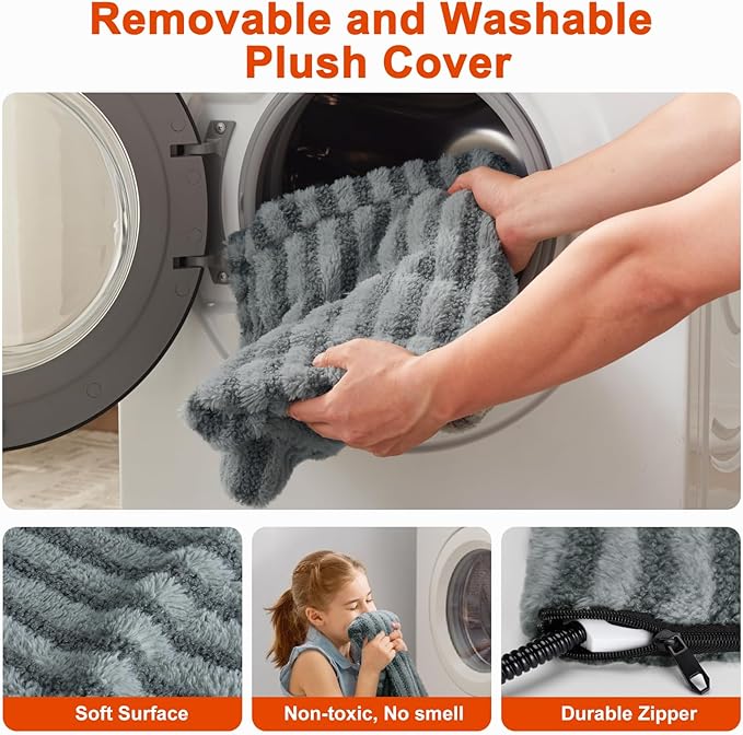 Large Pet Heating Pad, Waterproof Heated Dog Cat Bed with 11 Adjustable Temperatures & 24H Timer, Auto Shut-Off, Chew-Resistant Cord, Washable Cover, Indoor Electric Heating Mat, Grey, XL(47" x 28")