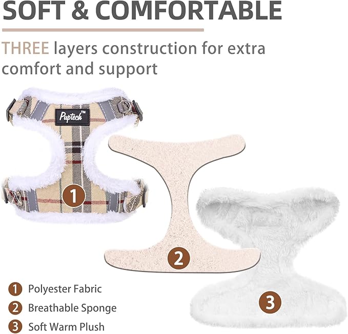 PUPTECK Dog Harness and Leash Set Small Sized, Step in No Pull Adjustable Puppy Cat Harness Reflective Pet Vest