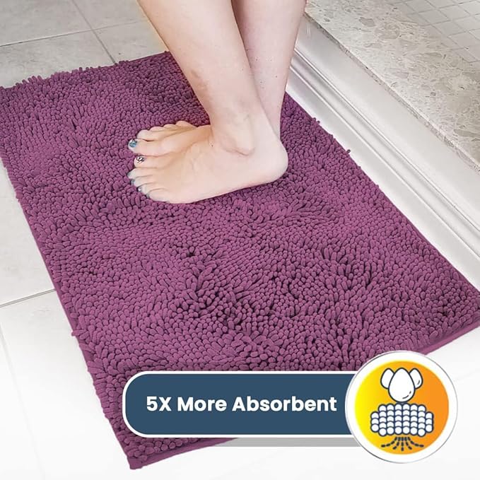Muddy Mat® | Super Absorbent Door Mat Indoor, Microfiber Quick Dry Chenille Entryway Rug, Non-Slip Front Door Mat, Indoor Mats for Entryway, Machine Washable Pet Rug, Dark Purple 48"x72"
