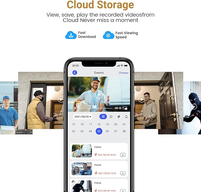 1080P Video Doorbell Camera, Wireless Indoor/Outdoor Surveillance Camera, Cloud Storage, 2.4G WiFi Only, AI Human Detection, Instant Alert, Night Vision, Two Way Audio (Black)