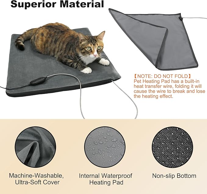 Dog Heating Mat, 22x18in Waterproof Pet Pad for Dogs Smart Thermostat Switch, Whelping Supplies Heated Dog Bed, Puppy Heating Pad Mat