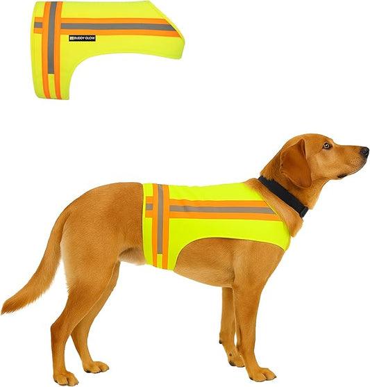 Reflective Dog Vest. High Visibility Yellow Safety Vest for Outdoors. Safeguard Your Dog with Easy to wear Adjustable and Breathable Reflective Gear (Medium)