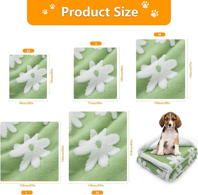 Waterproof Pet Blanket,Dog Bed Covers Small Throw for Puppy Cats Stylish Jacquard Pets Couch Sofa Furniture Protection Washable Reversible Covers (Green Flower,XS)