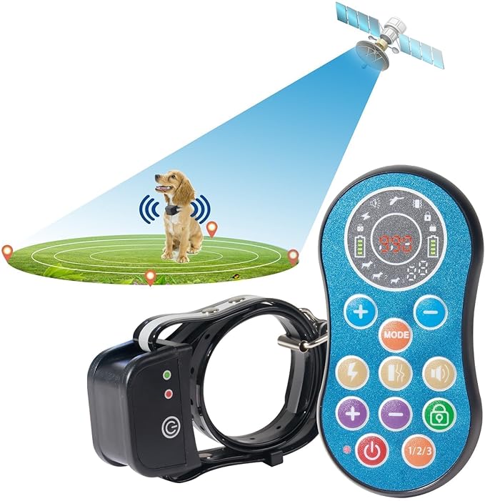 DOTSTAR Dog Wireless Fence Pet Training Collar GPS 2 in 1 System, Adjustable Range Dog Wireless Fence 50-990 Feet, GPS Wireless Charging Dog Fence, Fully Sealed Waterproof Collar Receiver