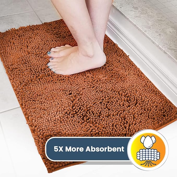 Muddy Mat® Shown on TV – Super Absorbent Microfiber Dog Door Mat for Muddy Paws, Non-Slip Washable Pet Rug, Quick Dry Chenille Entryway Carpet, Machine Washable Indoor Outdoor mat, Orange 28"x18"