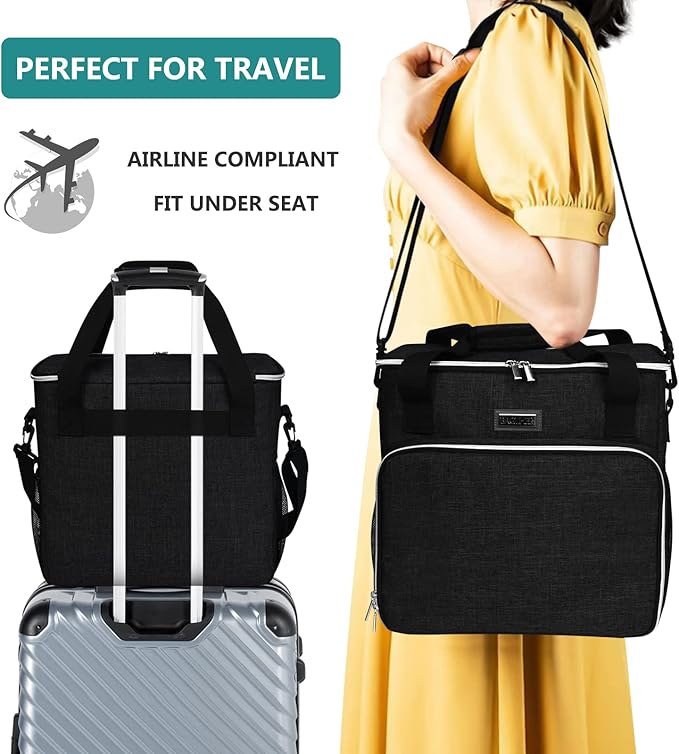 BAGLHER Dog Travel Bag, Pet Travel Bag (All Pet Travel Supplies), with 2 Pet Food Containers and 2 Collapsible Silicone Bowls; Essential Kits for Travel Black