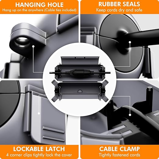 RESTMO 5-Piece Outdoor Waterproof Electrical Box Set – 12.5" x 8.5" x 5" Large & 7.1" x 2.3" x 2.3" Small, Weatherproof Boxes for Power Strip, Outlet, Plug, Socket, Timer, Holiday Light, Gray