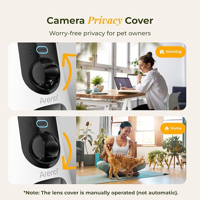 ARENTI Automatic Cat Feeder with Camera, 4L Auto Cat Food Dispenser for Cats, Smart WiFi Pet Feeder with App, 2K HD Two-Way Audio Meal Call, Dual Power, Color Night Vision, 2.4GHz/5GHz & Bluetooth