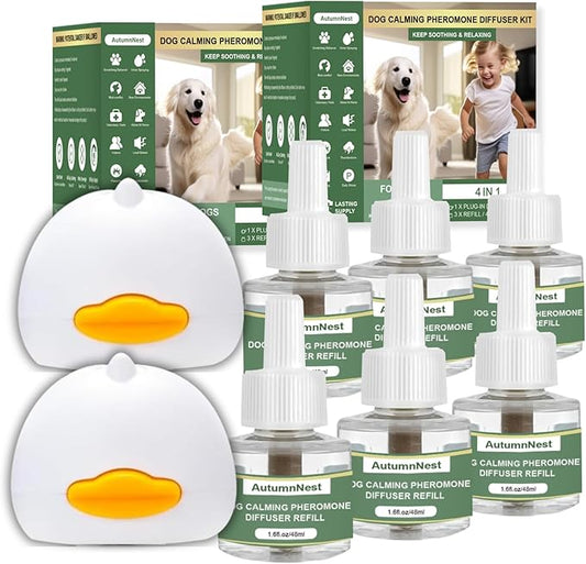 8-in-1 Calming Diffuser for Dog – Pheromone-Based Dog Anxiety Relief, 2 Plug-Ins & 6 Refills for 180-Day Stress Support – Helps Promote Calm Behavior, Safe & Non-Toxic, Anxiety Relief for Dogs