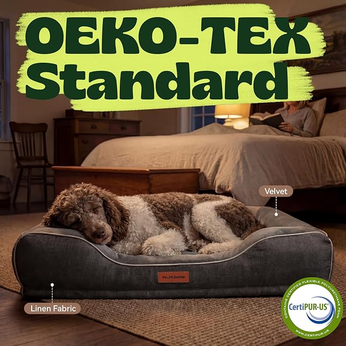 Orthopedic Dog Beds for Large Dogs with Cooling Gel Memory Foam & Egg-Crate Foam Waterproof,XLarge Couch Bed with Sides and Removable Washable Cover for Big Breed Senior Pets,Dark Grey