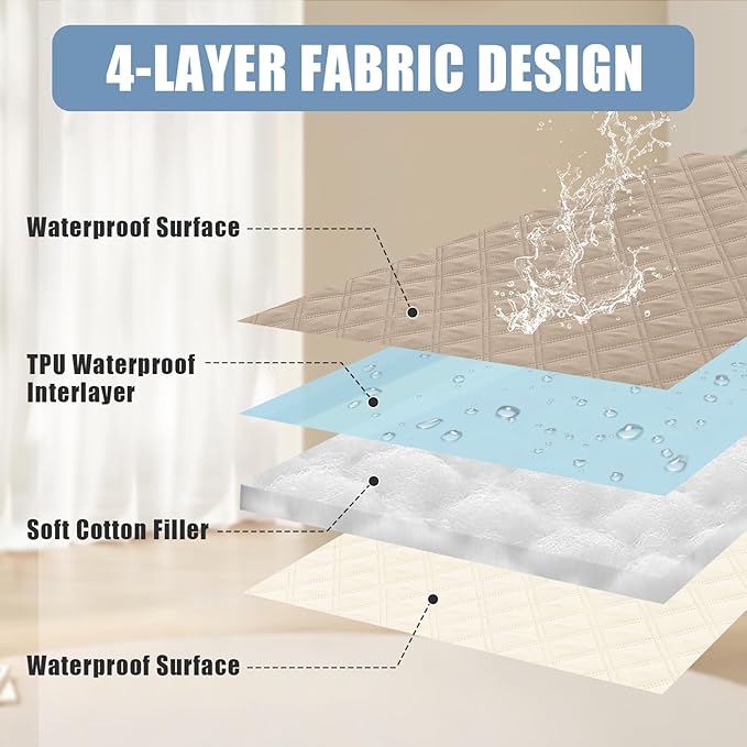 Smiry Waterproof Dog Bed Cover Pet Blanket, Soft Washable Dog Blanket for Furniture Bed Couch Sofa Reversible, Checkered (82"x102", Taupe/Beige)