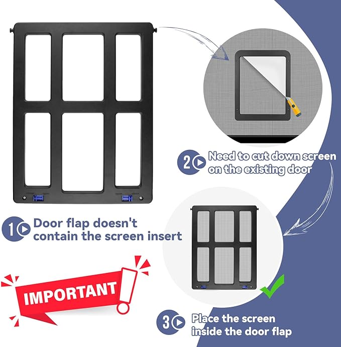 NAMSAN Cat Screen Door, Flap Opening 8.3 x 10.3 inches, Doggie Door for Screen Door, Window Cat Door Magnetic Self-Closing, Cat Door for Sliding Door, Lockable, Black