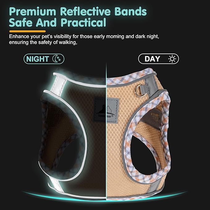 Dog Harness and Leash Set - No Pull Soft Breathable Small Dog Harness, Adjustable Reflective Step in Vest for Puppy, Kitten, Cats