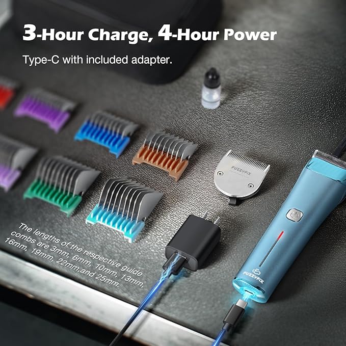 Professional Dog Grooming Clipper with Replacement Blade, 5-in-1 Adjustable A5 Blade Cordless Pet Grooming Kit 2 Speed Trimmer Hair Shaver with Detachable Metal Combs Nova for Animal Horse