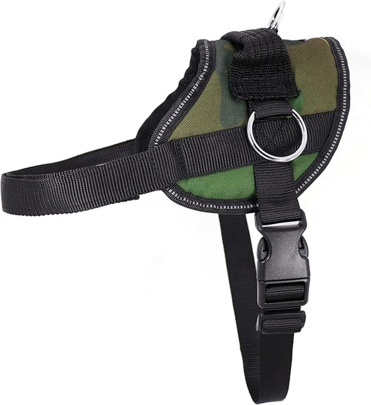 Bark Appeal Green Camo No-Pull Dog Harness for Extra Large Sized Pets – Adjustable, Reflective Vest with 3 Leash Clips for Added Control, Easy Walks & Training – XXL