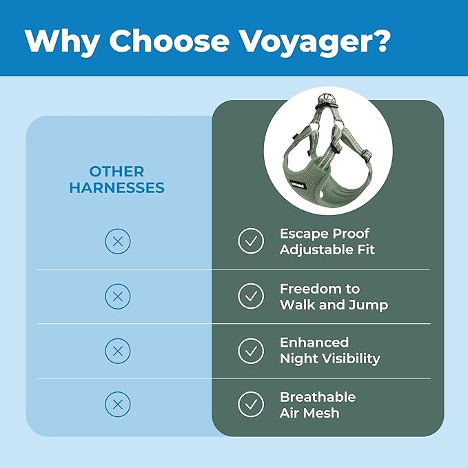 Best Pet Supplies Voyager Mesh Dog Breathable Harness Reflective Stitching, All Weather Adjustable for Walking Training, or Running - Heavy Duty & Durable, Moss Green, XS