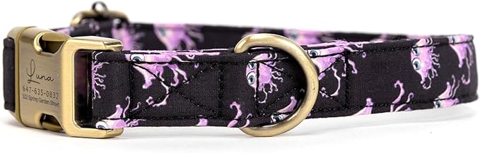 Personalized Dog Collar with Name and Phone Number Engraved,Adjustable Custom Puppy Collar,Organic Cotton Pet Collar for Small Medium Large Boy Girl Dogs