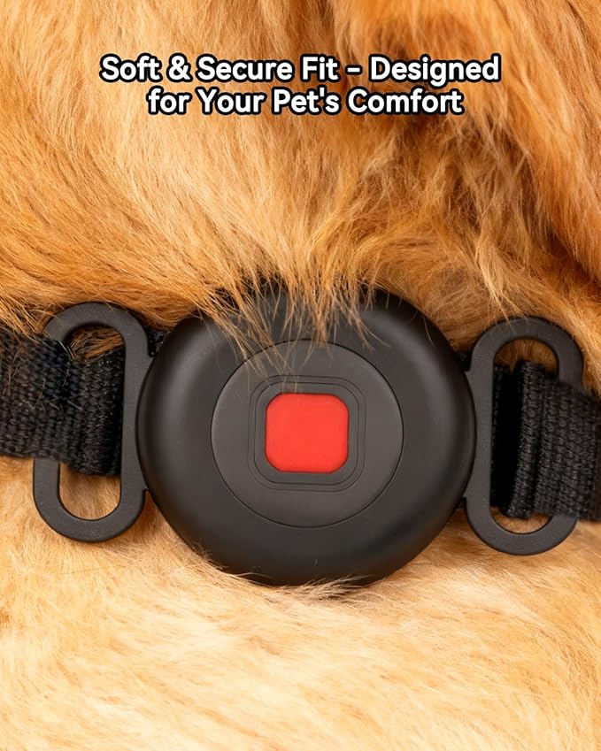 Bluetooth Dog Tracker Tag, Pet Tracker for Dogs with Silicone Collar Holder, Works with Apple Find My & Android Find Hub, IP65 Waterproof Anti-Lost Locator, White 2 Pack