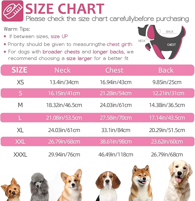 Dog Winter Coat with Harness, Dog Jacket, Pet Clothes with Zipper on Back, Waterproof Windproof Warm Vest, Reflective Cold Weather Coats, for Small Medium Large Dogs, Thick, Pink, 3XL