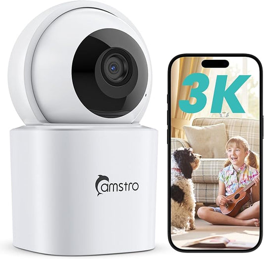 3K Indoor Security Camera,360°PTZ Home Baby/Pet Monitor,Auto Tracking,5MP Night Vision,2.4/5GHz WiFi,Motion & Sound Detection,2-Way Audio,SD Card/Cloud Storage,Works with Alexa,No Monthly Fee
