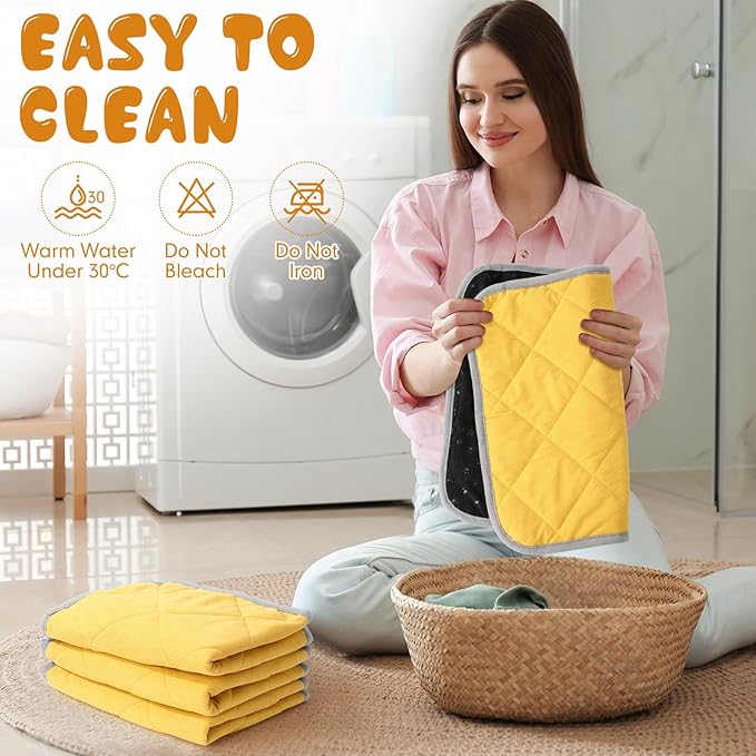 Novabright 4 Pack Self Warming Cat Bed Cat Dog Heating Pad Soft Warm Thermal Mat with Anti-Slip Bottom Dog Crate Pad for Outdoor Indoor Small Dogs Kittens (Turmeric Color,17.7 x 23.6 Inches)