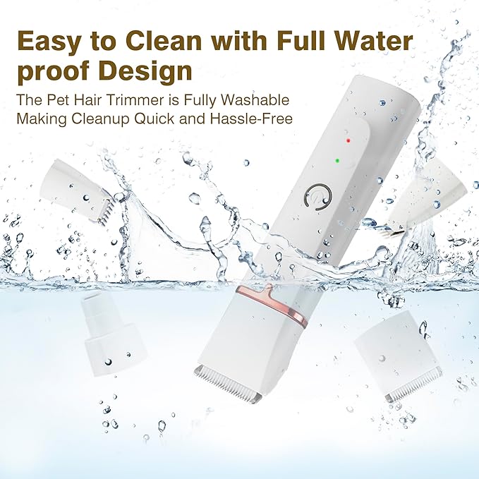2025 New Petium 4-in-1 Dog Grooming Clippers Kit-Quiet Dog Nail Grinder & Paw Trimmer,Low Noise Cordless Pet Shaver for Small Dogs & Cats,USB-Rechargeable, 6 Guide Combs