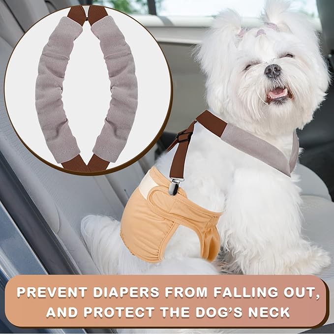 Saintrygo 2 Pcs Dog Suspenders for Diapers Female Male Belly Bands Canine Harness Keep Diaper on Your Pet for Small Medium and Large Dogs(Black, Brown,Large)