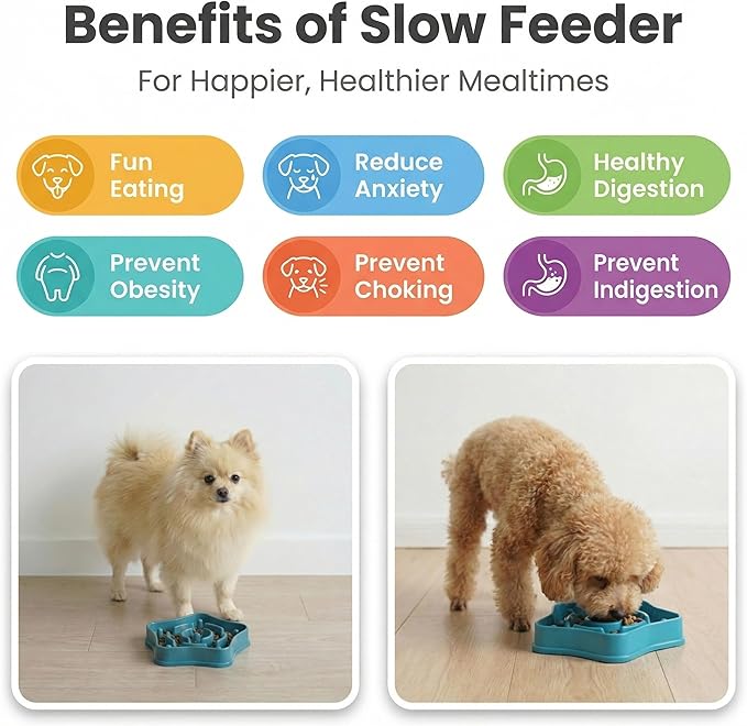 Pet Slow Feeder Bowl for Small Dogs, Puzzle Feeder for Petite Dogs, Anti-Choking, Slow Eating, 350ML Capacity, BPA-Free, Small Size